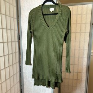 Anthropologie Deletta Sage Green Ribbed Knit Tunic Top